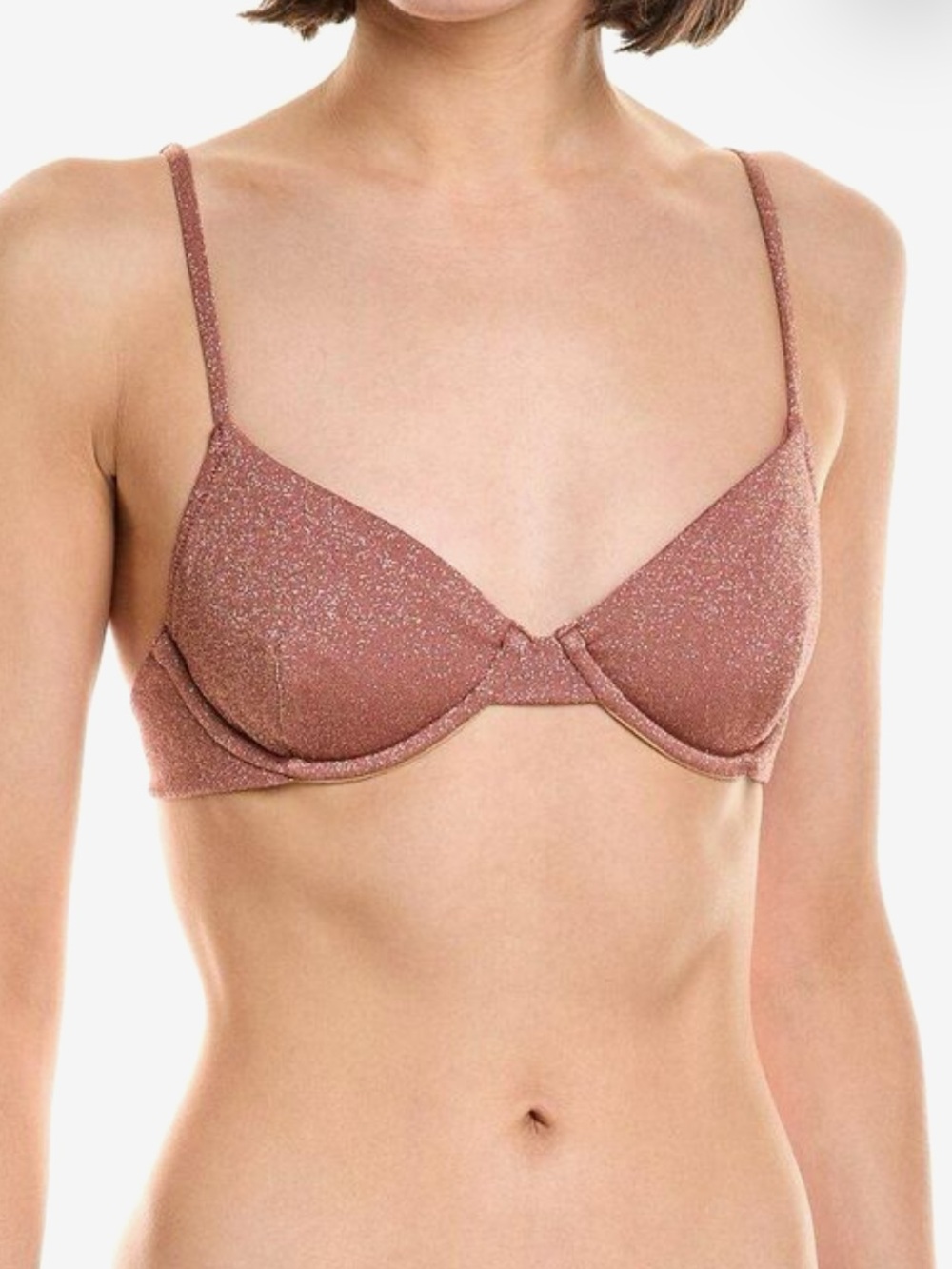 Montce Swim Women's Brown Sparkle Dainty Bikini Top